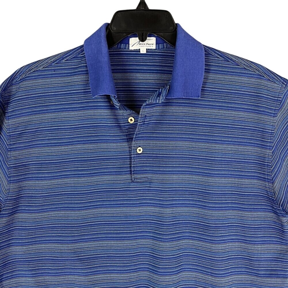 Nick Price Shirt‎ Large Mens Golf Polo Basic Rugby Microfiber Cool Luxe Blue